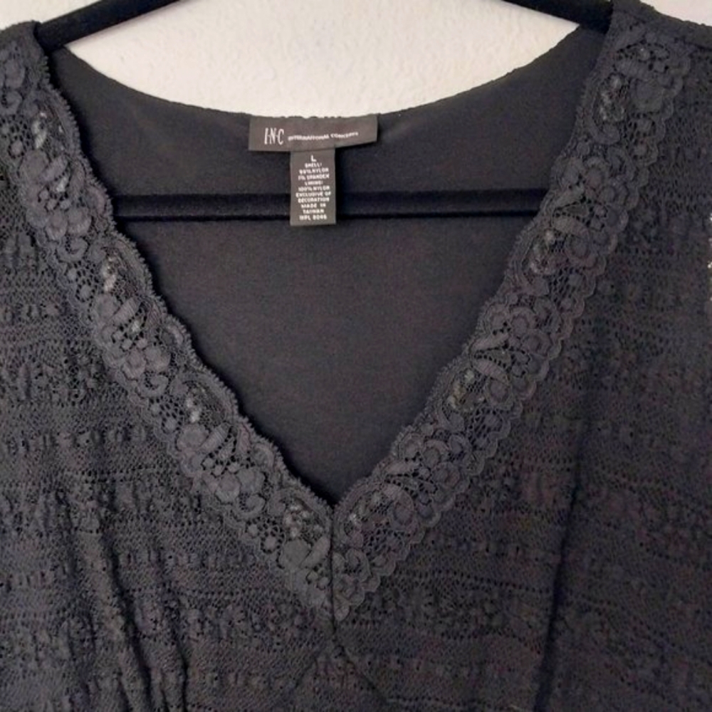 INC International Concepts Tiered Black Lace V-Neck Sleeveless Top NWOT - Picture 5 of 8